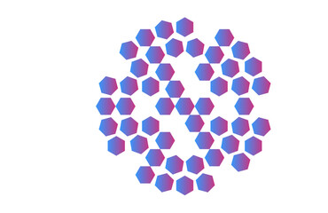 Abstract Circular Mandala Pattern with Gradient Hexagons– Symmetrical Geometric Design in blue and Purple for Digital Art, UI Backgrounds, Branding, Posters, and Decor