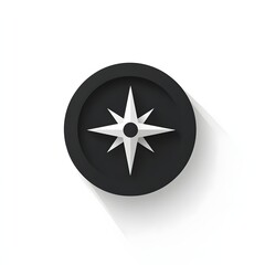 Simple black and white compass icon.