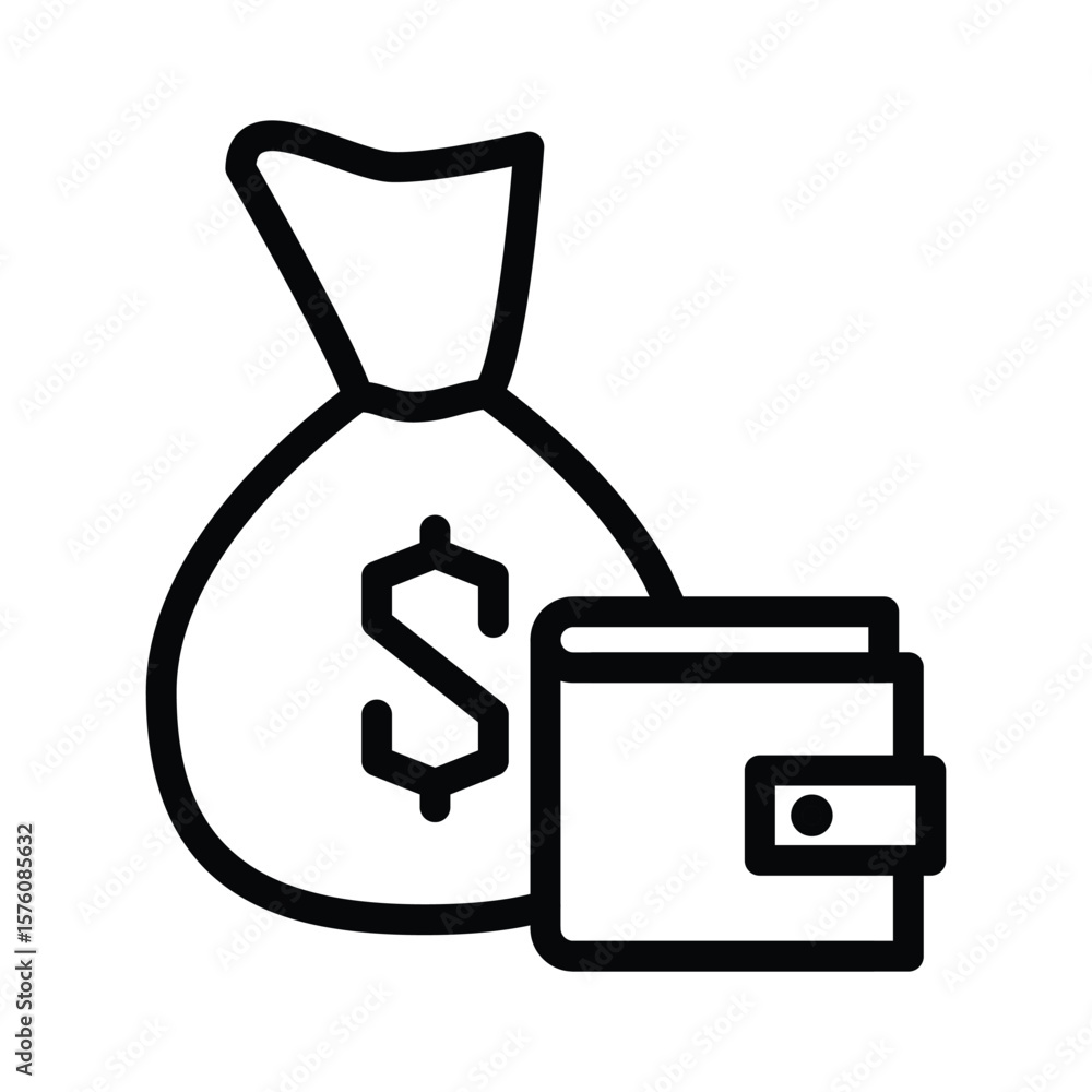 Poster wallet outline icon vector design good for web or mobile app