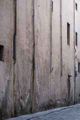old brick wall with concrete wall