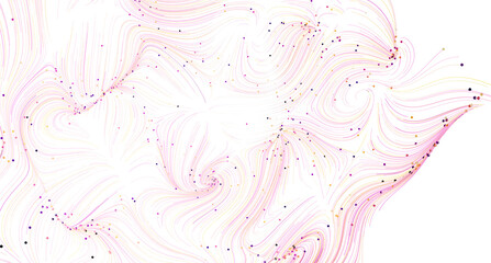 Pink, gold glitter swirls on white. Abstract background texture.