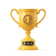 3d rendered trophies, three-dimensional trophies, trophies with the number 1
