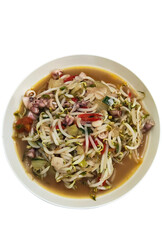 Indonesian Food Stir fried Bean Sprouts with Squid and Tofu