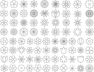 Floral Outline Collection Various Flower Shapes for Creative Projects