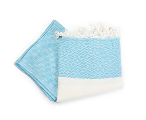 One beach towel isolated on white, top view
