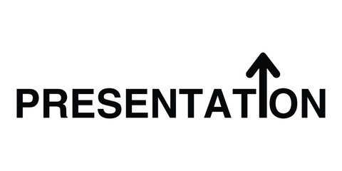 A presentation title with an upward arrow, emphasizing growth.