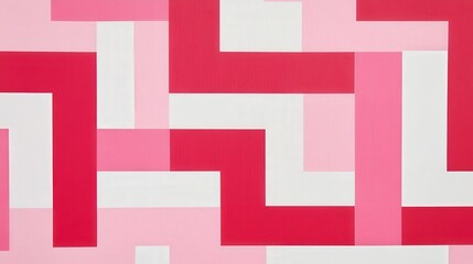 Intricate Pink and Red Line Pattern Forms a Maze-Like Design Enhancing Depth With Distinct Shapes on a Solid Background