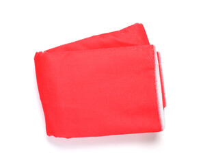 One folded beach towel isolated on white, top view