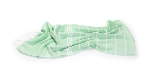 One striped beach towel isolated on white