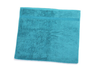 One folded terry towel isolated on white, top view