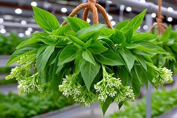 Herbal decoration with eco-friendly baskets and ropes high resolution picture