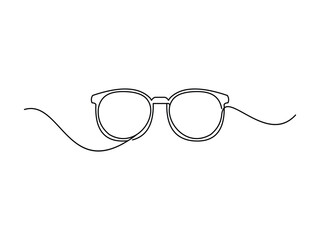 Glasses symbol, continuous line drawing vector. One continuous line eyeglasses icon vector