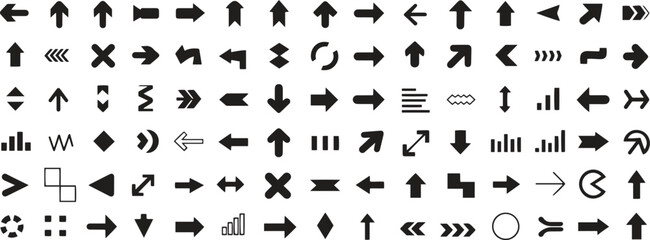 Set of different arrow icons for UI. vector illustration isolate on white background