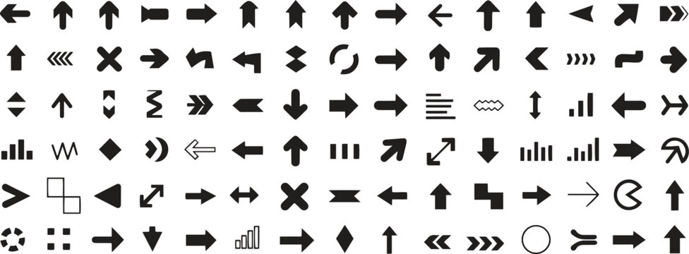 Set of different arrow icons for UI. vector illustration isolate on white background