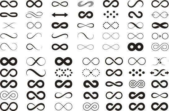 Infinity Symbols Collection Variations and Styles Vector Illustrations