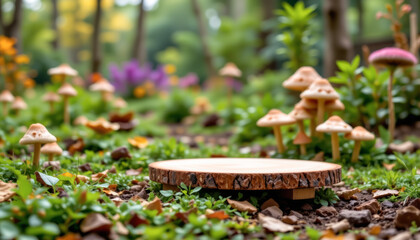 realistic image of a bamboo wood product platform, full body, side composition