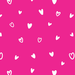 Cute hand drawn hearts seamless repeat vector pattern. Handwritten background. Different doodle style heart shapes and silhouettes ornament, wedding decoration.