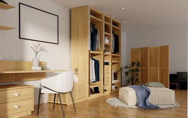 Interior design showcasing modern wellness workspace with natural elements. 3D render illustration