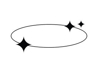 Aesthetic frame oval shape. Outline minimal graphic elements with stars, arch with sparkles. creative geometric vector for poster