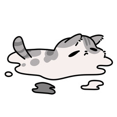 Cute melt cartoon cat illustration vector 