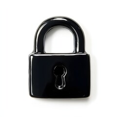 Naklejka premium Close-up of a glossy black padlock.