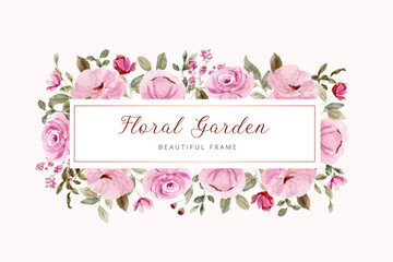 beautiful pink floral watercolor frame