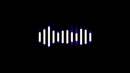 White sound waves with neon purple light trails on black. Abstract music background, audio waves, soundtrack, speech and voice recording. Audio waveform, noise, sound frequency. Music player.