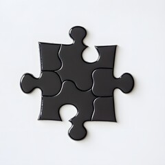 Obraz premium Dark jigsaw puzzle pieces arranged in a square pattern.