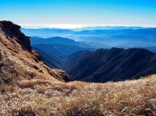 panorama from the ridge of the Parma Apennines with the Ligurian Sea in the background