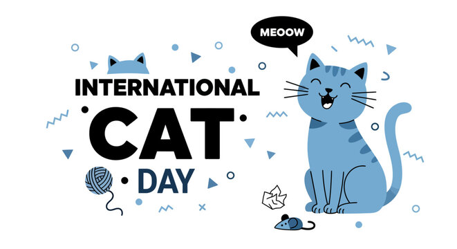 Vector illustration international cat day, flat design