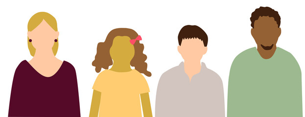 白人と黒人の国際結婚の4人家族