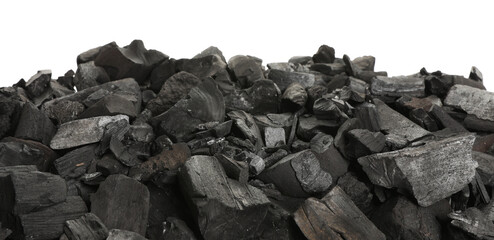 Pieces of black coals isolated on white