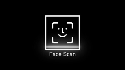 Face Icon Mobile Phone Scanning animation isolated on black background - Powered by Adobe