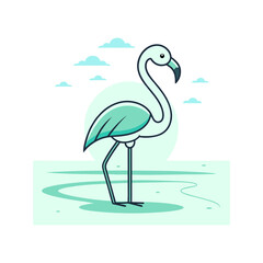 flamingo standing in shallow water