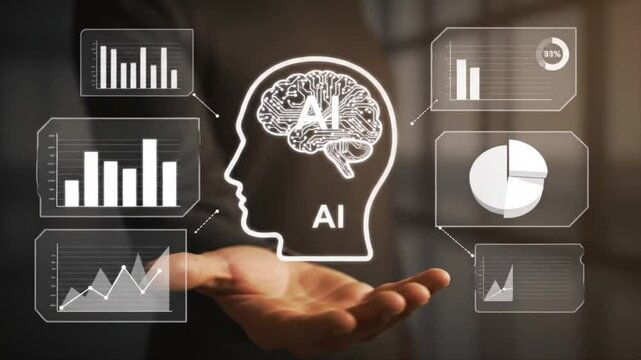 A professional illustrates the growing role of artificial intelligence in improving productivity and decision-making within businesses. Insights are shared about AI applications and benefits