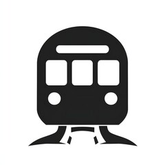 Simple black and white icon of a train.