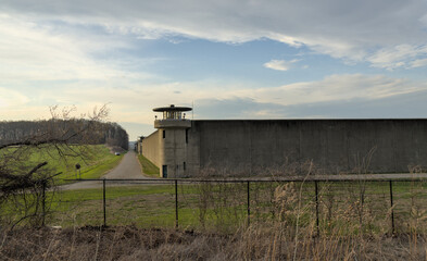 Fishkill Correctional Facility multi-security level prison in New York, United States wither guard tower at sunset (jail, prisoner, prisoners, crime)