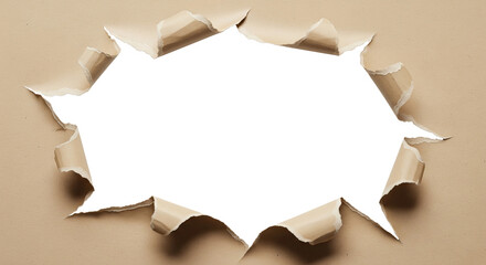 Torn Craft Paper with Blank Center for Design or Text