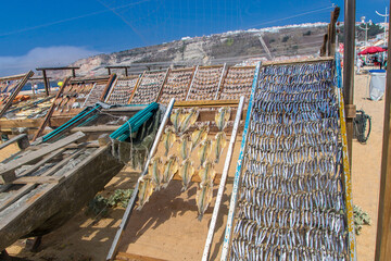 sun dried fish on the beach of Nazarè