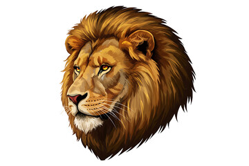 Fototapeta premium Detailed illustration of a majestic lion head with a flowing mane, isolated on transparent background