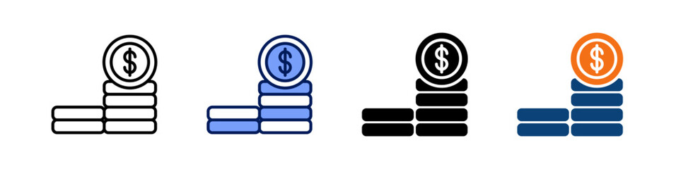 Cash All In One Icon Multi Styles Vector Set