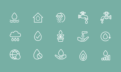 Water Conservation Icons Saving Water for Protecting Environment