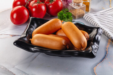 Boiled pork sausages for breakfast