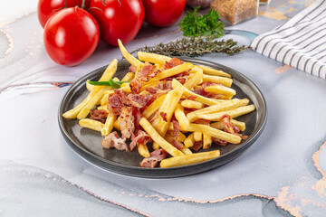French fry potato with bacon