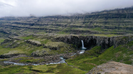 view of the mountains on watherfall