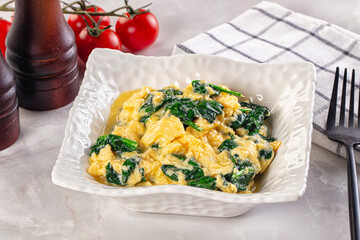 Omelette with spinach for breakfast