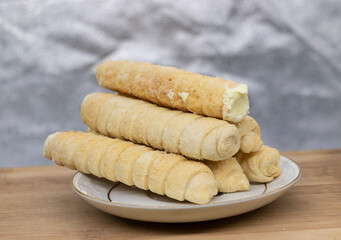 A variation of traditional French Toast. Homemade delights for brunch and morning cravings. Puff pastry stuffed with cheese