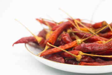 Dried red hot Chili isolated on white background,