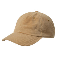 Fototapeta premium Stylish Corduroy Cap Featuring a Soft Beige Color and Relaxing Fabric on a Transparent Background