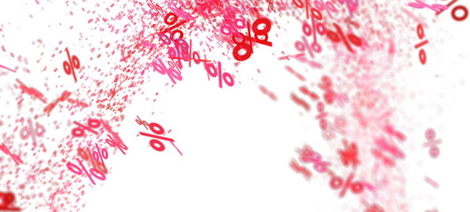 Modern abstract background with red percentage symbols. Ideal for sale, discount, and promotion designs.